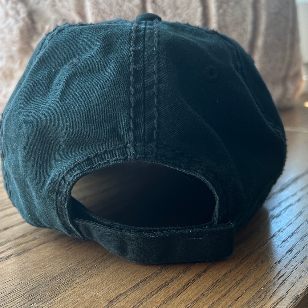 Black Distressed Embroidered Cap - Picture 2 of 4
